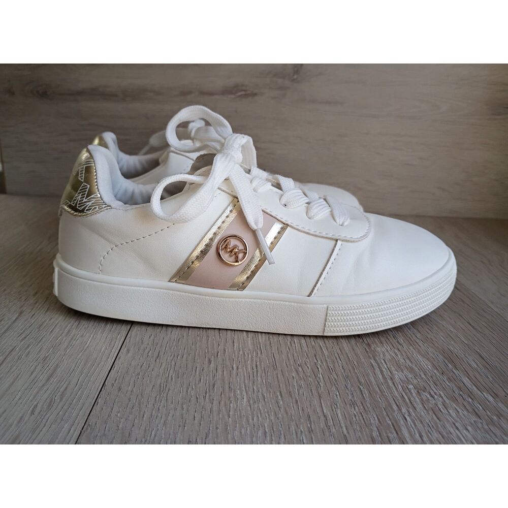 Michael Kors Children's Sneakers Shoes Sz US 1 White/Gold Logo Athletic